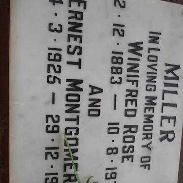 MILLER Ernest Montgomery 1925-1983 &amp; Winifred Rose 1883-1973