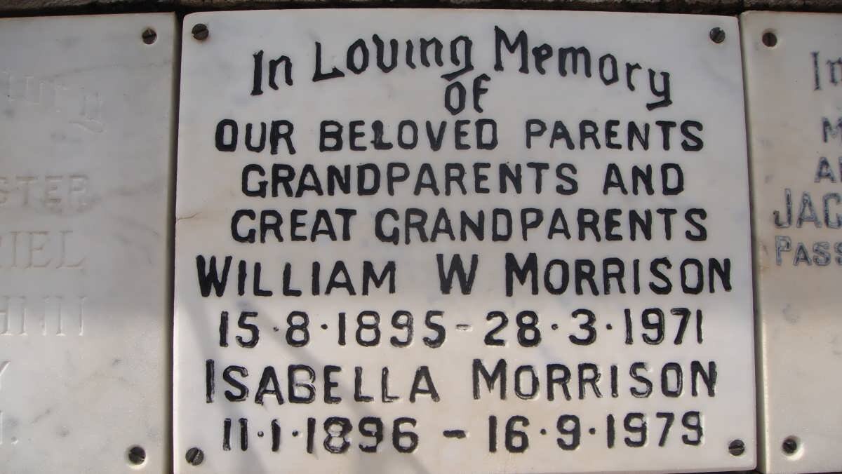 MORRISON William W. 1895-1971 &amp; Isabella 1896-1979