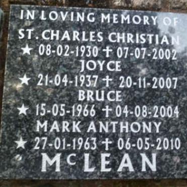 McLEAN St. Charles Christian 1930-2002 &amp; Joyce 1937-2007 :: Mc LEAN Mark Anthony 1963-2010 :: Mc LEAN Bruce 1966-2004