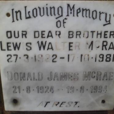 McRAE Lewis Walter 1922-1981 :: McRAE Donald James 1924-1994