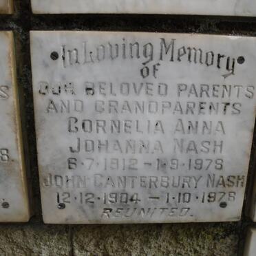 NASH John Cantebury 1904-1978 &amp; Cornelia Anna Johanna 1912-1978