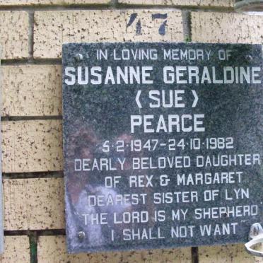 PEARCE Susanne Geraldine 1947-1982