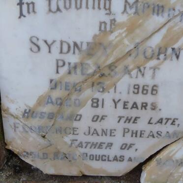 PHEASANT Sydney John  -1966