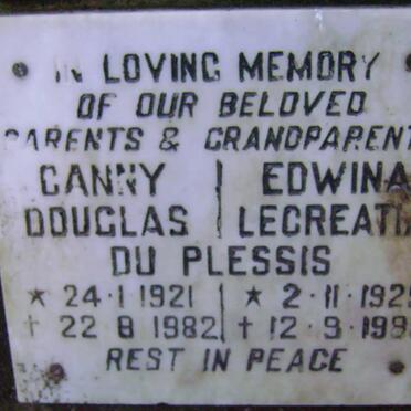 PLESSIS Canny Douglas, du 1921-1982 &amp; Edwina Lecreatia 1925-1988