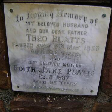 PLATTS Theo -1958 &amp; Edith Jane -1987