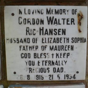 RIC-HANSEN Gordon Walter Ric 1915-1994