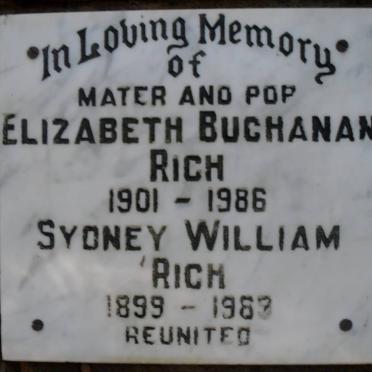 RICH Sydney William 1899-1985 &amp; Elizabeth Buchanan 1901-1986