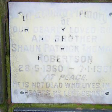 ROBERTSON Shaun Patrick Thomas 1960-1981