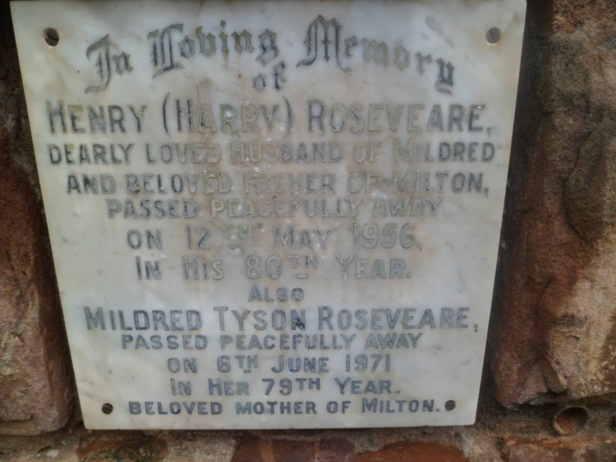 ROSEVEARE Henry -1956 &amp; Mildred TYSON -1971