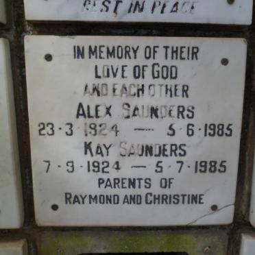 SAUNDERS Alex 1924-1985 &amp; Kay 1924-1985