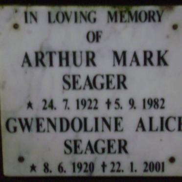 SEAGER Arthur Mark 1922-1982 &amp; Gwendoline Alice 1920-2001