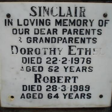 SINCLAIR Robert -1989 &amp; Dorothy Ethel -1976