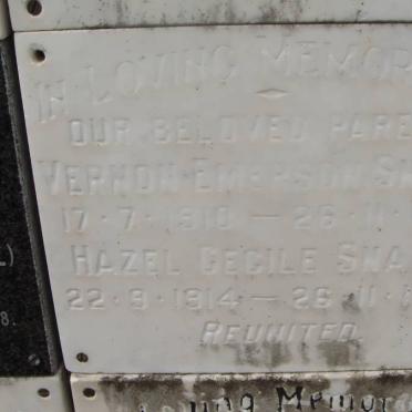 SNAITH Vernon Emerson 1910-1972 &amp; Hazel Cecile 1914-1977