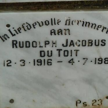 TOIT Rudolph Jacobus, du 1916-1989