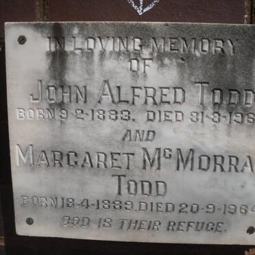 TODD John Alfred 1883-1964 &amp; Margaret McMorran 1889-1964