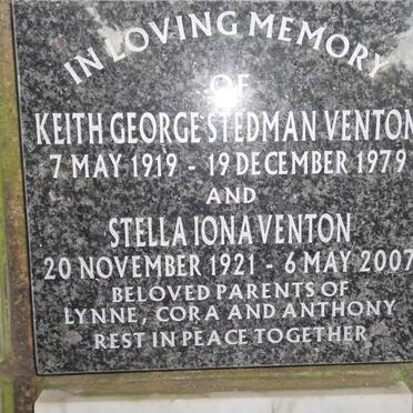 VENTON Keith George Stedman 1919-1979 &amp; Stella Iona 1921-2007