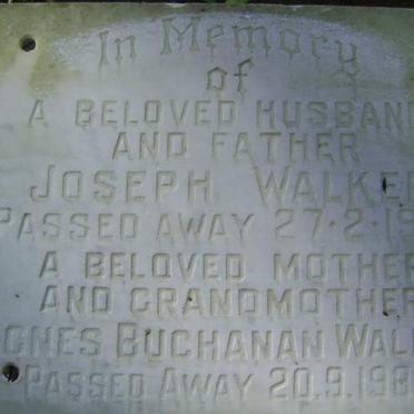 WALKER Joseph -1962 &amp; Agnes BUCHANAN -1982