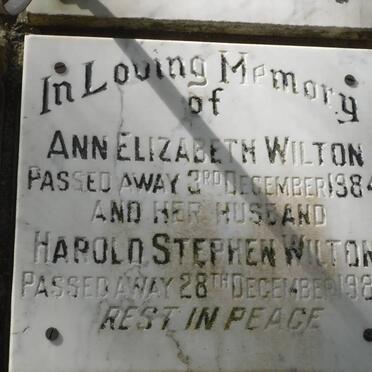 WILTON Harold Stephen -1984 &amp; Ann Elizabeth -1984