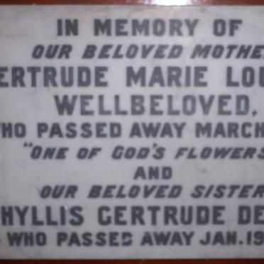 WELLBELOVED Gertrude Marie Louise -1949 :: DEANE Phyllis Gertrude -1949