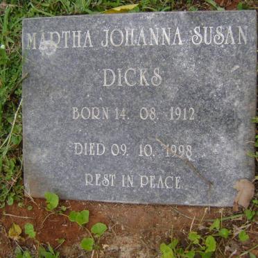 DICKS Martha Johanna Susan 1912-1998