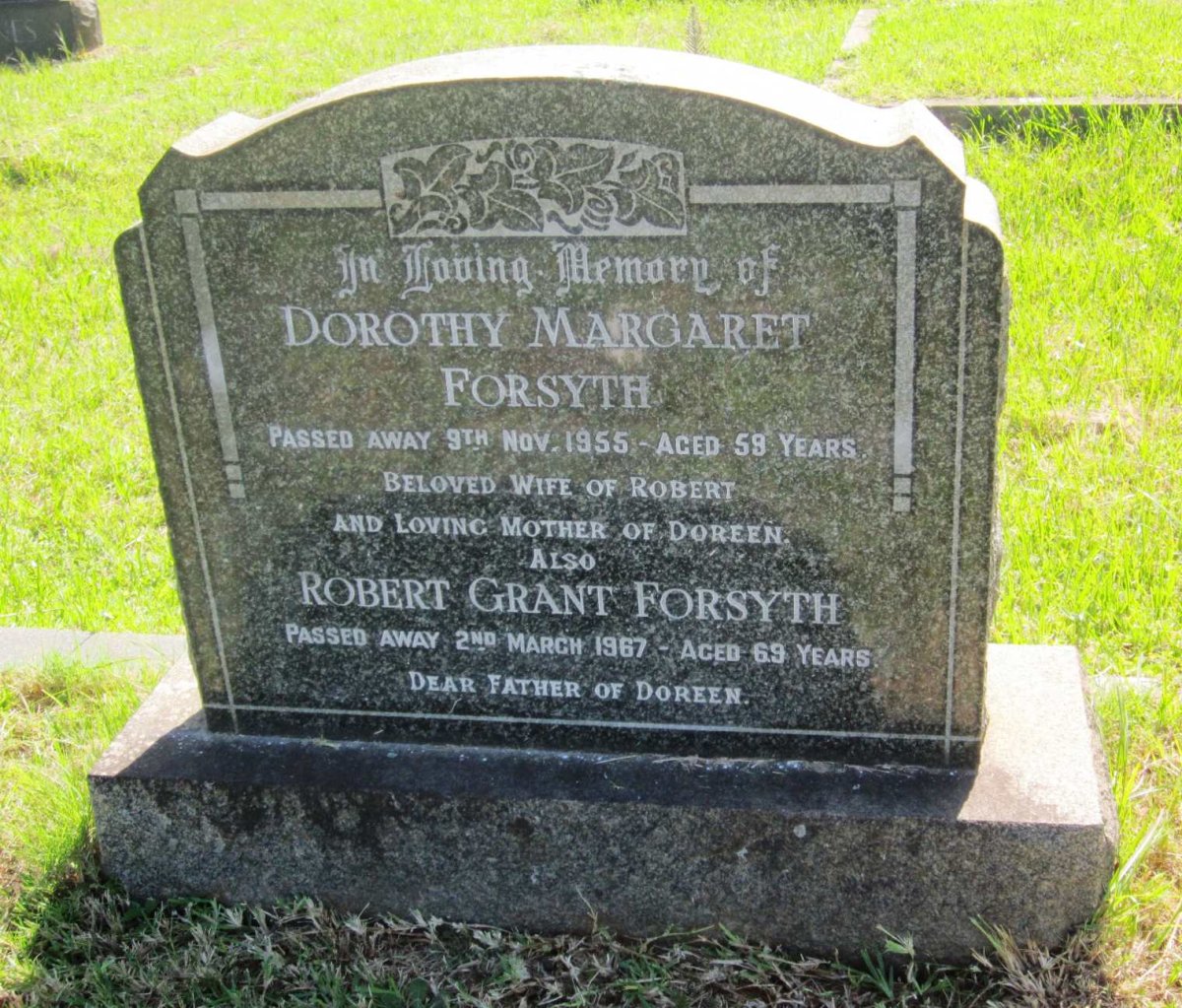 FORSYTH Robert Grant -1967 & Dorothy Margaret -1955