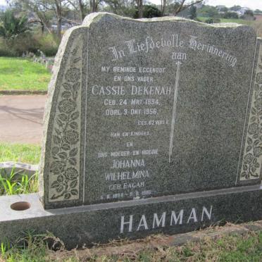HAMMAN Cassie Dekenah 1894-1956 &amp; Johanna Wilhelmina EAGAR 1894-1986