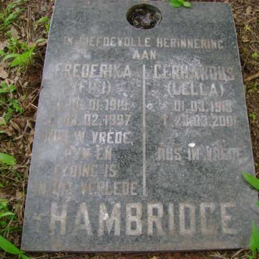HAMBRIDGE Gerhardus 1918-2001 &amp; Frederika 1919-1997