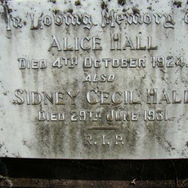 HALL Sidney Cecil -1931 &amp; Alice -1924
