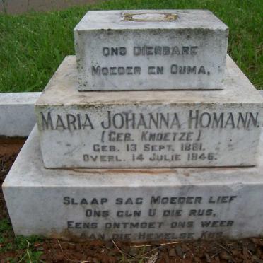 HOMANN Maria Johanna nee KNOETZE 1881-1946 :: THERON C.P.nee HOMANN 1917-1970 