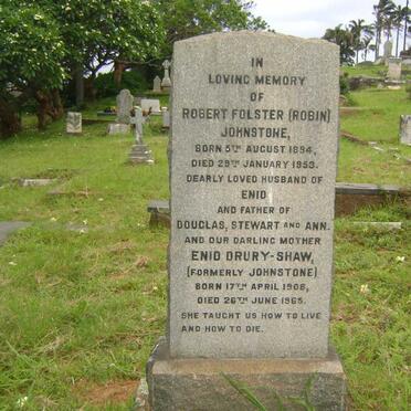 JOHNSTONE Robert Folster 1894-1953 &amp; Enid DRURY-SHAW previously JOHNSTONE 1908-1968