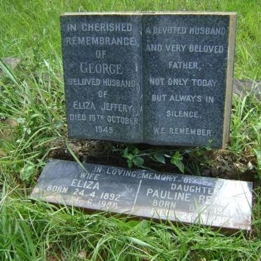 JEFFERY George -1945 &amp; Eliza 1892-1988 :: READER Pauline 1921-1987
