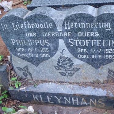 KLEYNHANS Philippus 1915-1985 &amp; Stoffelina 1920-1985