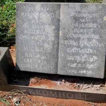 KROMHOUT Michael Angelo 1915-1972 &amp; Maria Johanna Catharina STEENKAMP 1920-2001