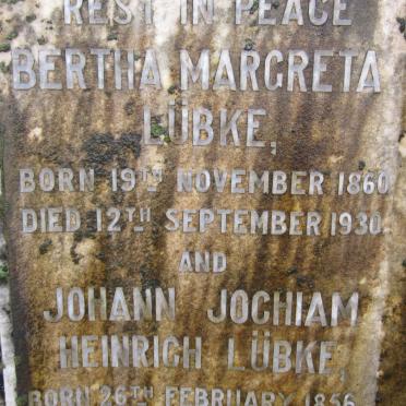 LUBKE Johann Jochiam Heinrich 1856-1933 &amp; Bertha Margreta 1860-1930