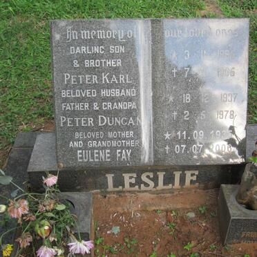 LESLIE Peter Duncan 1937-1978 &amp; Eulene Fay 1935-2006 :: LESLIE Peter Karl 1965-1965
