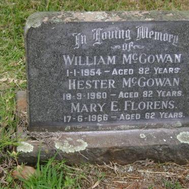 McGOWAN William -1954 &amp; Hester -1960 :: FLORENS Mary E. -1966