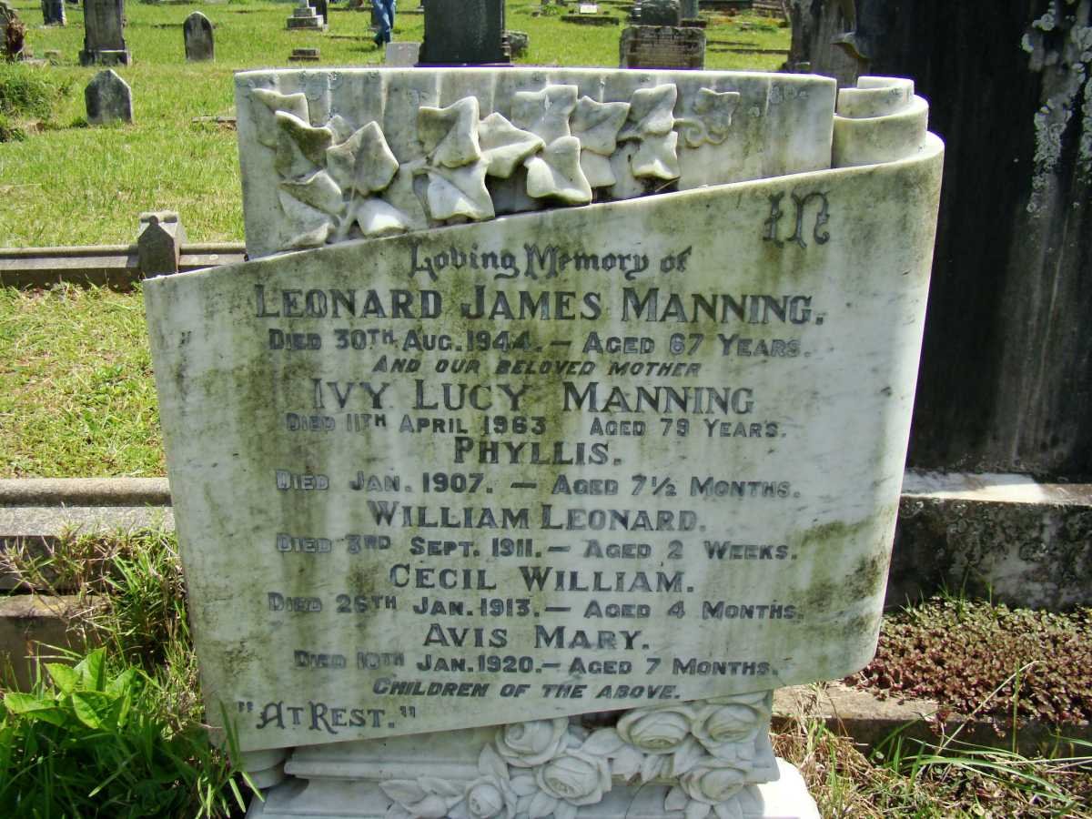 MANNING Leonard James -1944 & Ivy Lucy -1963