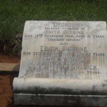 OLDRING George -1924 &amp; Edith -1957 :: FORSDICK Olive Mary -1939
