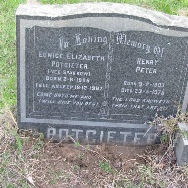 POTGIETER Henry Peter 1903-1975 &amp; Eunice Elizabeth SPARROW 1905-1967