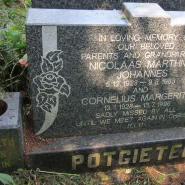 POTGIETER Nicolaas Marthinis Johannes 1923-1983 &amp; Cornelius Margerite 1928-1996