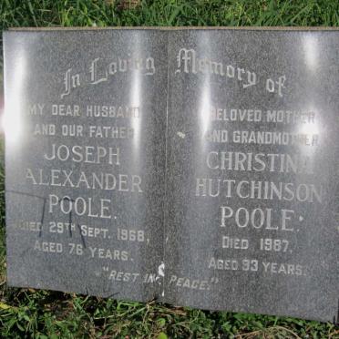 POOLE Joseph Alexander -1968 &amp; Christina Hutchinson -1987