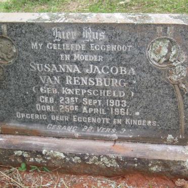 RENSBURG Susanna Jacoba, van nee KNEPSCHELD 1903-1961
