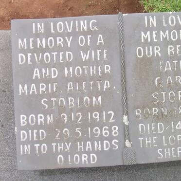 SJÖBLOM Garnet 1908-1976 &amp; Marie Aletta 1912-1968