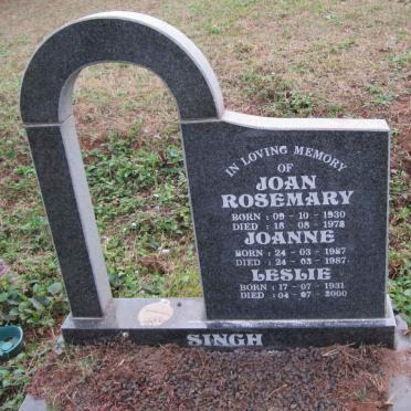 SINGH Joan Rosemary 1930-1978 :: SINGH Leslie 1931-2000 :: SINGH Joanne 1987-1987