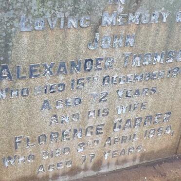 THOMSON John Alexander -1943 &amp; Florence Garder -1950