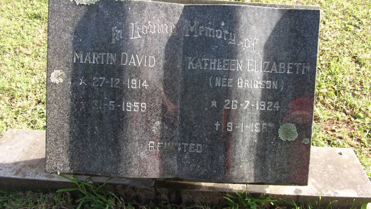 VENTER Martin David 1914-1959 & Kathleen Elizabeth BRIDSON 1924-1987