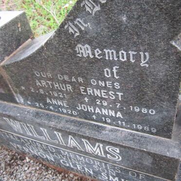 WILLIAMS Arthur Ernest 1921-1980 &amp; Anne Johanna 1920-1989
