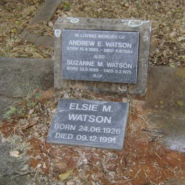 WATSON Andrew E. 1885-1944 :: Suzanne M. 1889-1975 :: WATSON Elsie M. 1926-1991