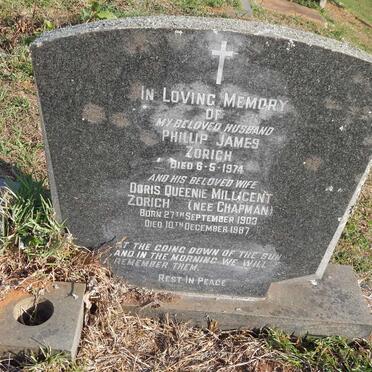 ZORICH Phillip James -1974 &amp; Doris Queenie Millicent CHAPMAN 1903-1987