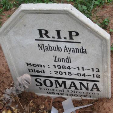 ZONDI Njabulo Ayanda 1984-2018